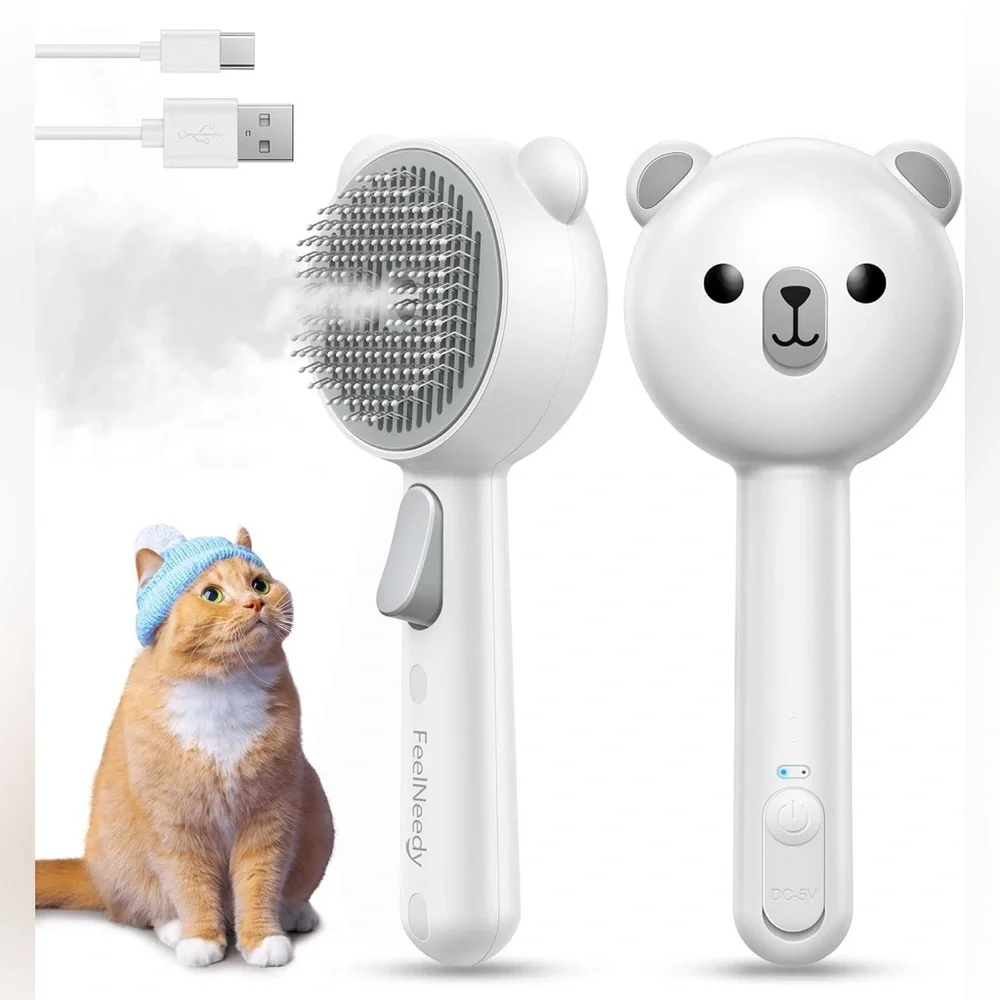 Cat Steam Brush, Brushes for Indoor Cats with Release Button
